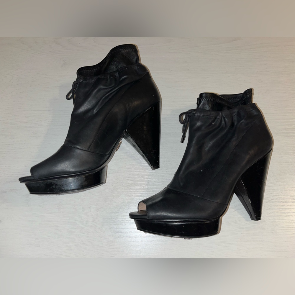 Rachel Zoe Black Peep-Toe Ankle Booties